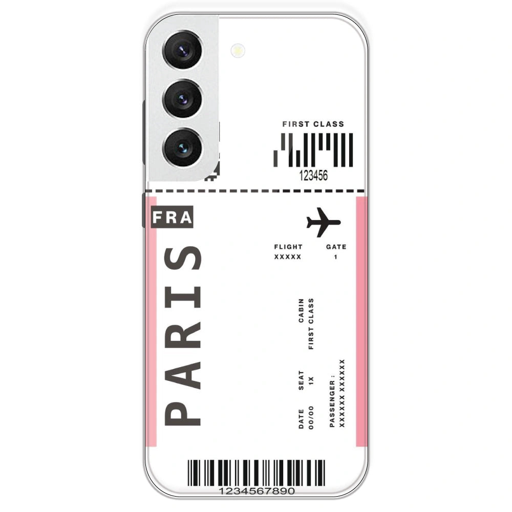Paris Ticket - Clear Printed Silicone Case For Samsung Galaxy S22