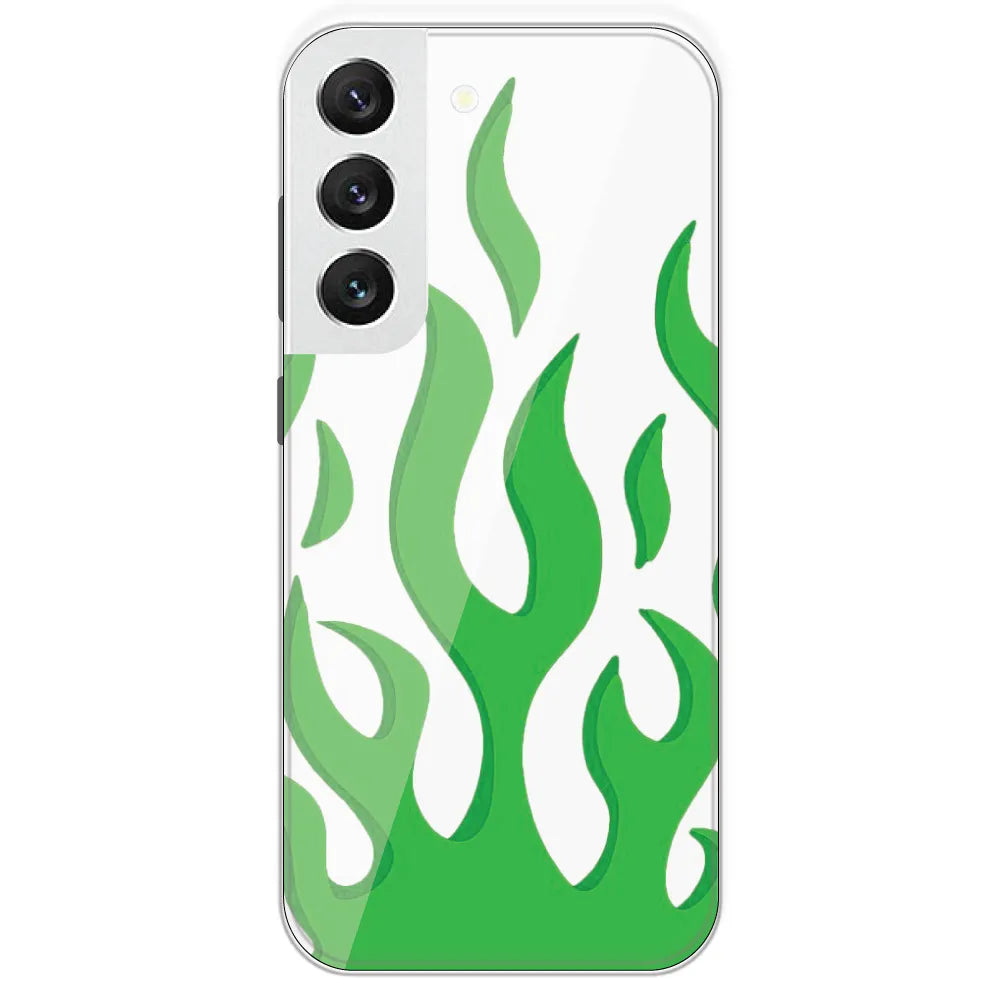 White Aesthetic Flame - Clear Printed Silicone Case For Samsung Galaxy S22
