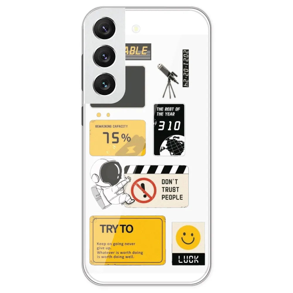 Space - Clear Printed Silicone Case For Samsung Galaxy S22