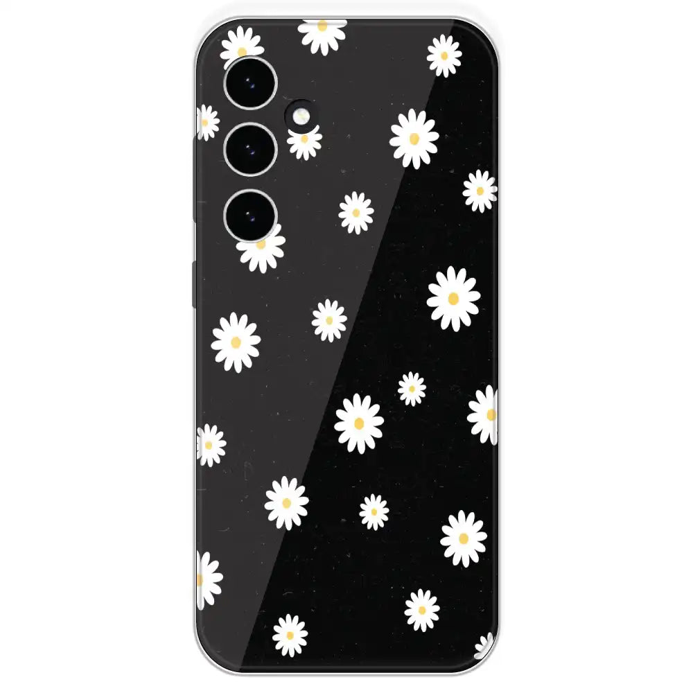White And Black Flower - Printed Silicone Case For Samsung Galaxy S23 FE