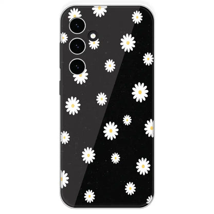 White And Black Flower - Printed Silicone Case For Samsung Galaxy S23 FE