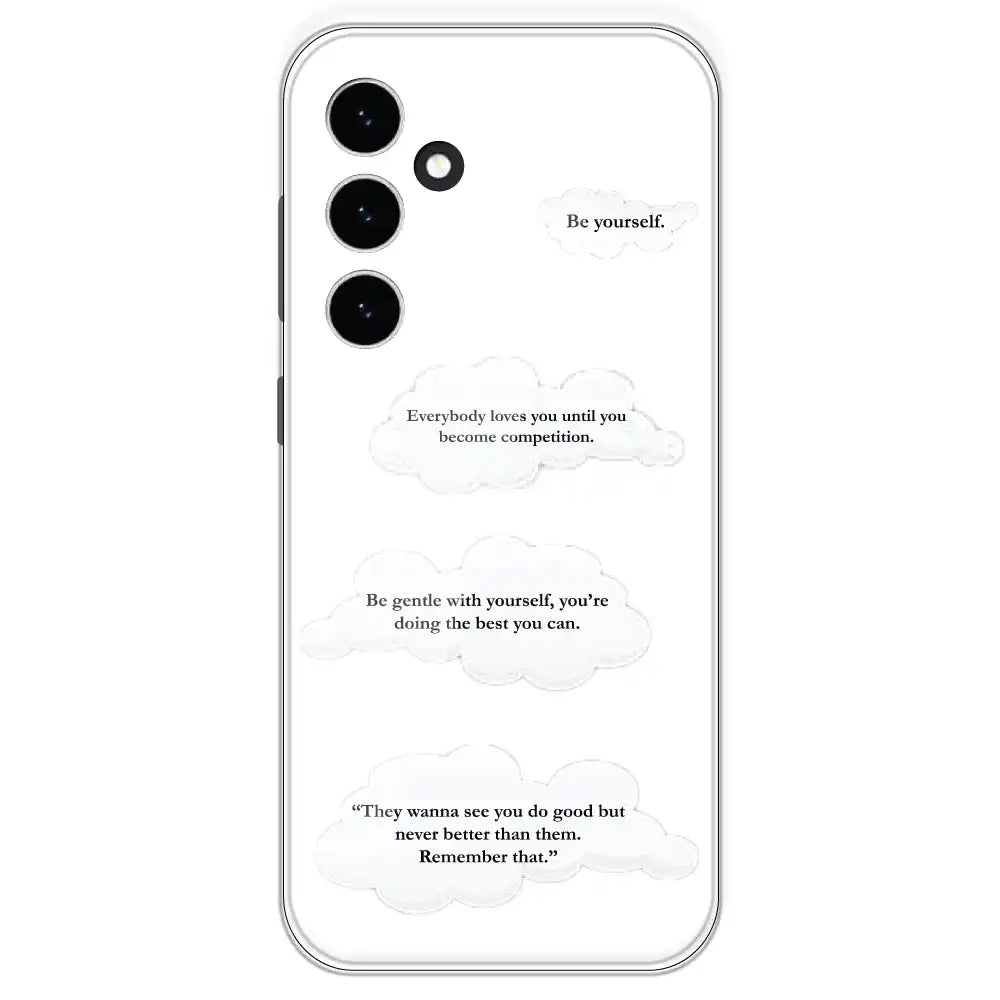 Quotes And Clouds - Clear Printed Silicone Case For Samsung Galaxy S23 FE