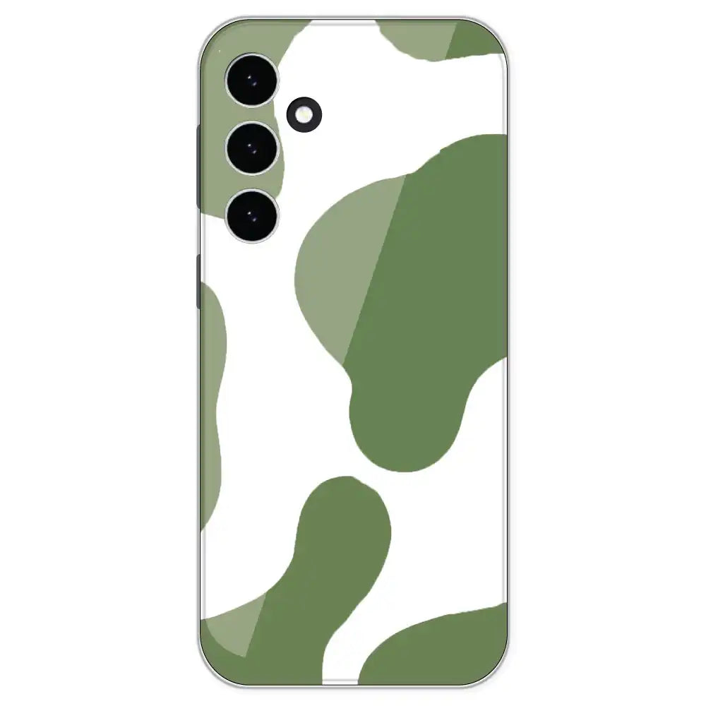 Olive Green Cow Print - Clear Printed Silicone Case For Samsung Galaxy S23 FE