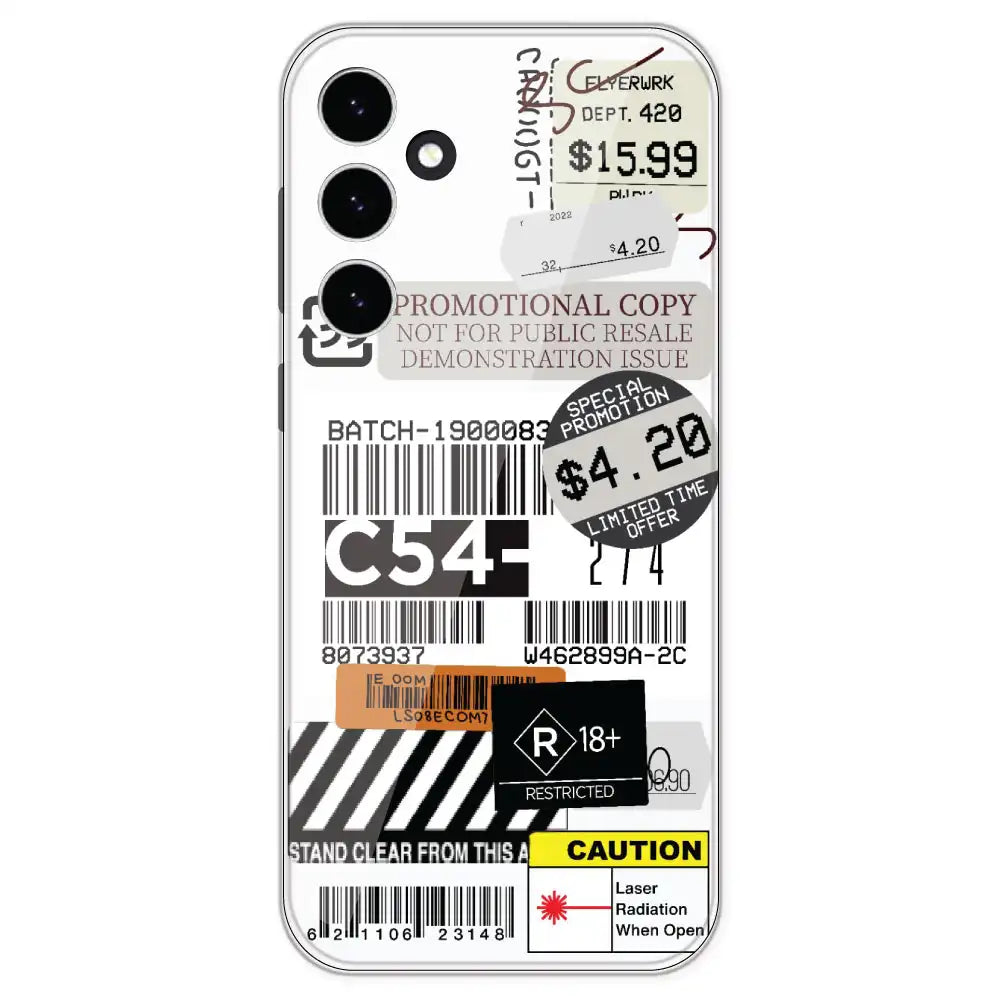 Labels - Clear Printed Silicone Case For Samsung Galaxy S23 FE