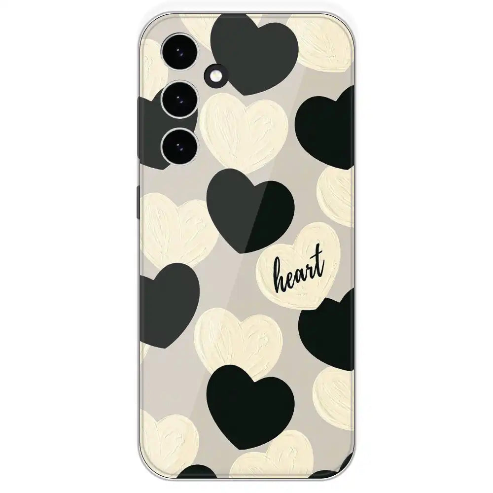 Black And White Heart - Printed Silicone Case For Samsung Galaxy S23 FE