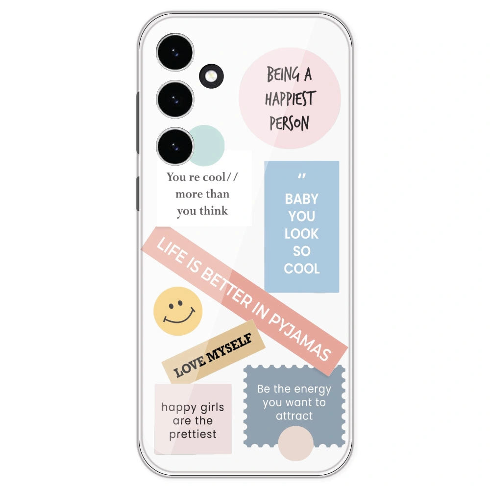 Be Happy - Clear Printed Silicone Case For Samsung Galaxy S23 FE