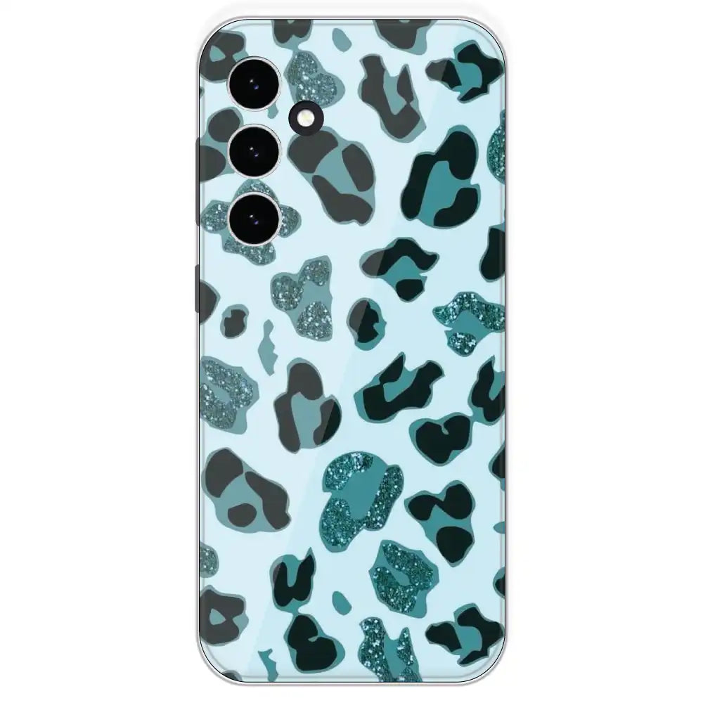 Blue Leopard Glitter Print - Printed Silicone Case For Samsung Galaxy S23 FE