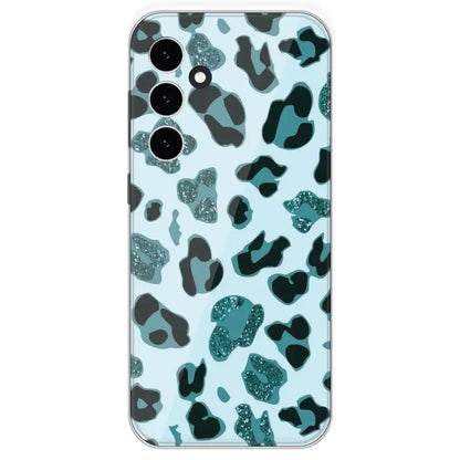 Blue Leopard Glitter Print - Printed Silicone Case For Samsung Galaxy S23 FE