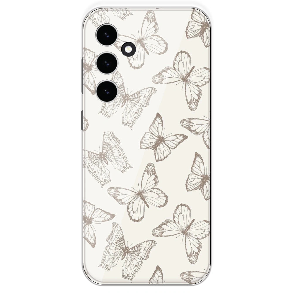 White Butterflies - Printed Silicone Case For Samsung Galaxy S23 FE