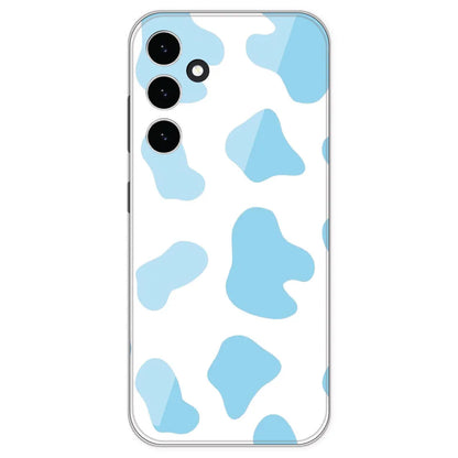 Blue Cow Print - Clear Printed Silicone Case For Samsung Galaxy S23 FE