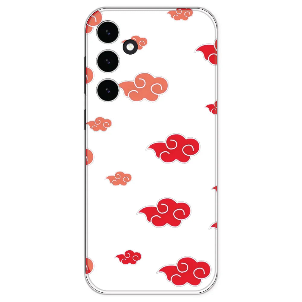 Red Clouds - Clear Printed Silicone Case For Samsung Galaxy S23 FE