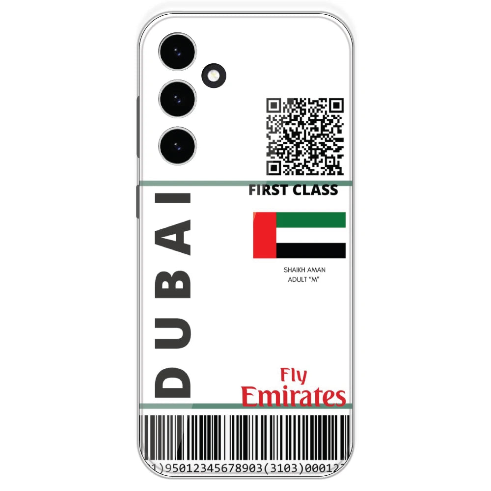 Dubai Ticket - Clear Printed Silicone Case For Samsung Galaxy S23 FE
