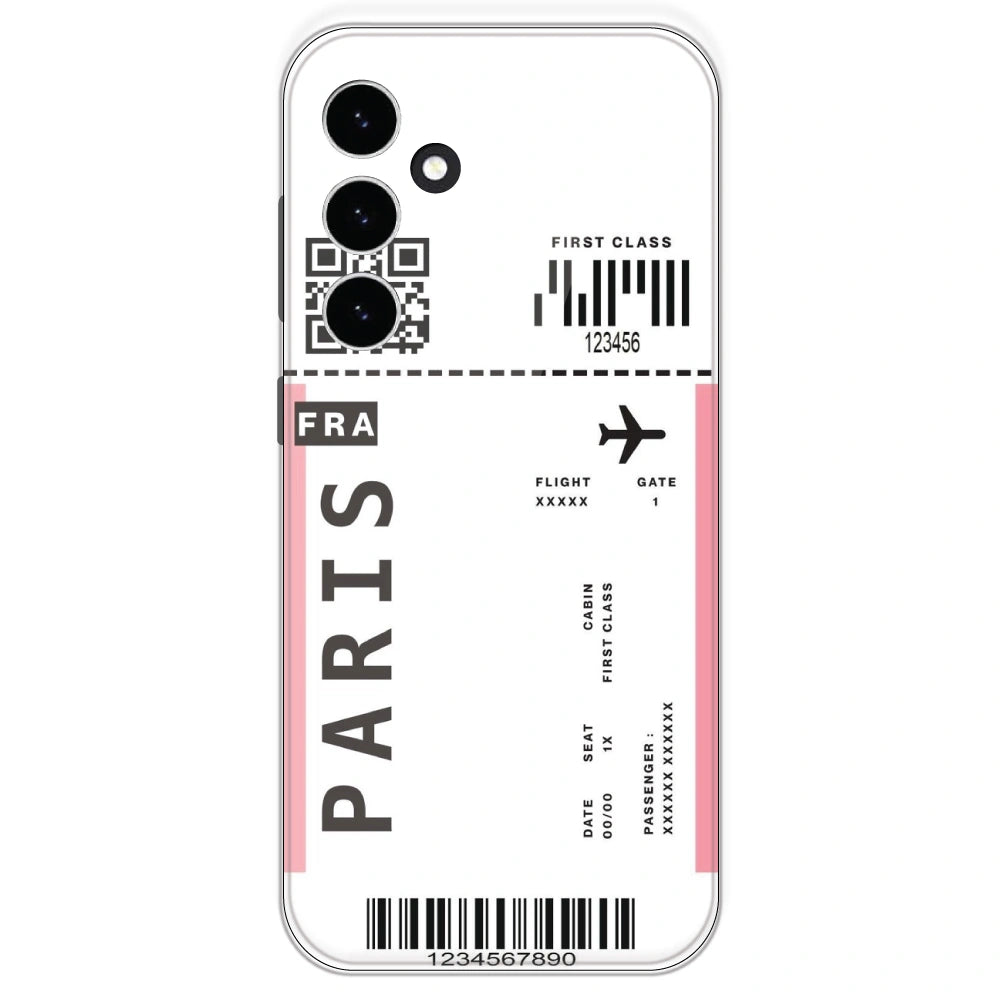 Paris Ticket - Clear Printed Silicone Case For Samsung Galaxy S23 FE