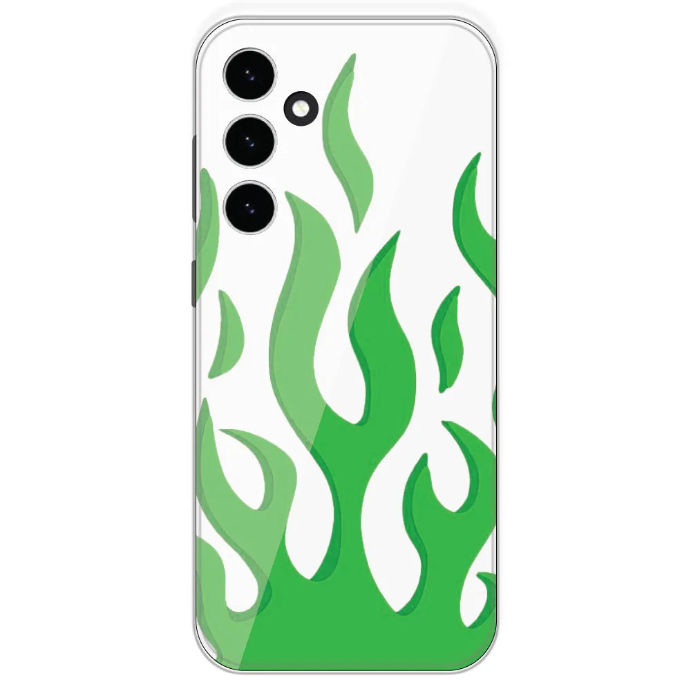 White Aesthetic Flame - Clear Printed Silicone Case For Samsung Galaxy S23 FE