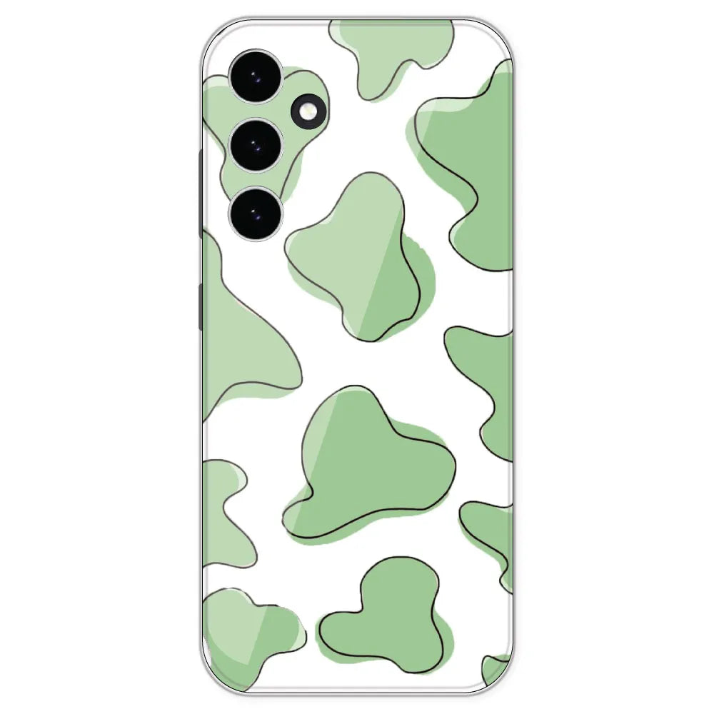 Green Cow Print - Clear Printed Silicone Case For Samsung Galaxy S23 FE