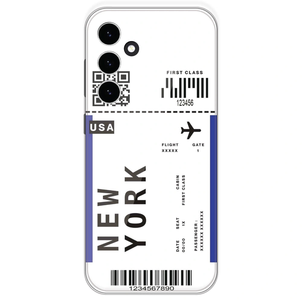 New York Ticket - Clear Printed Silicone Case For Samsung Galaxy S23 FE