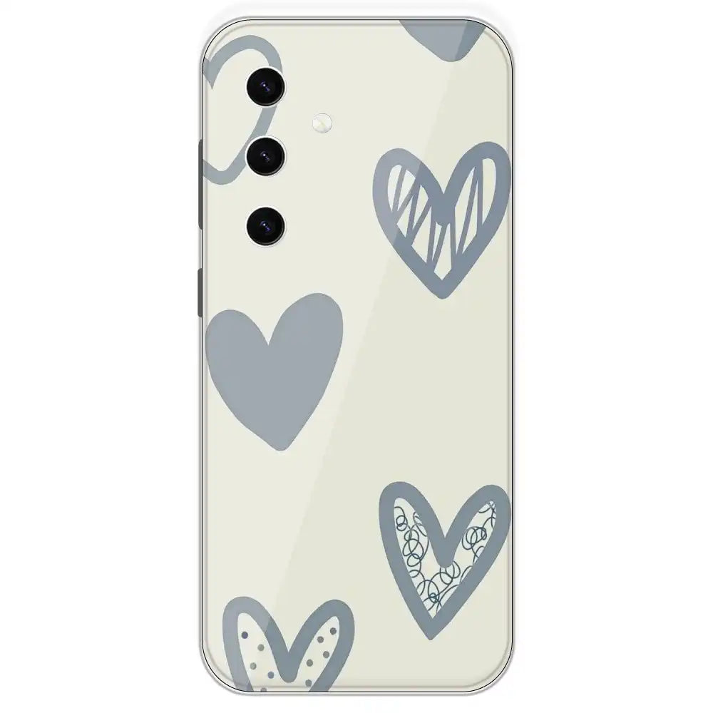 Light Blue Hearts - Printed Silicone Case For Samsung Galaxy S23 Plus