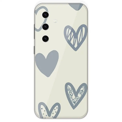 Light Blue Hearts - Printed Silicone Case For Samsung Galaxy S23 Plus