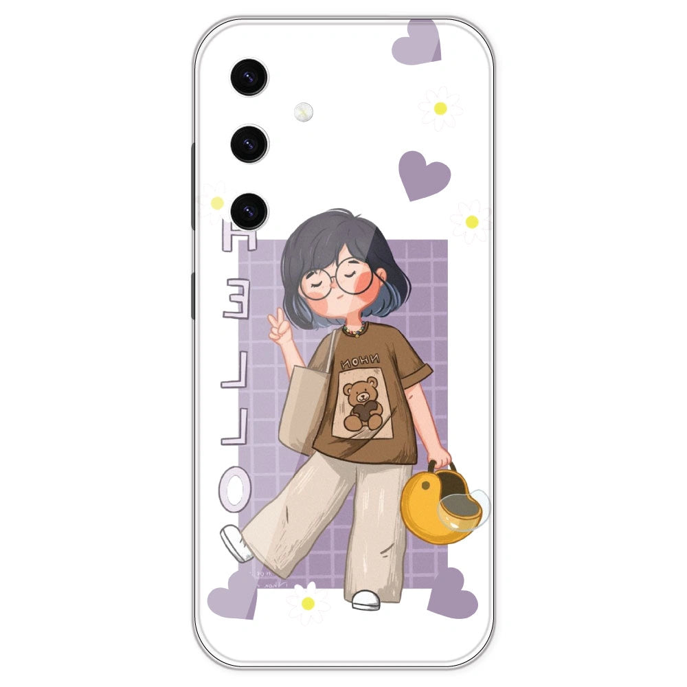 Introvert Girl - Clear Printed Silicone Case For Samsung Galaxy S23 Plus