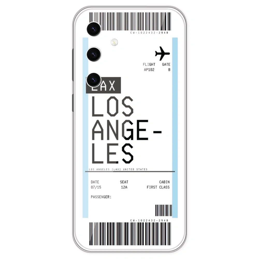 Los Angeles Ticket - Clear Printed Silicone Case For Samsung Galaxy S23 Plus