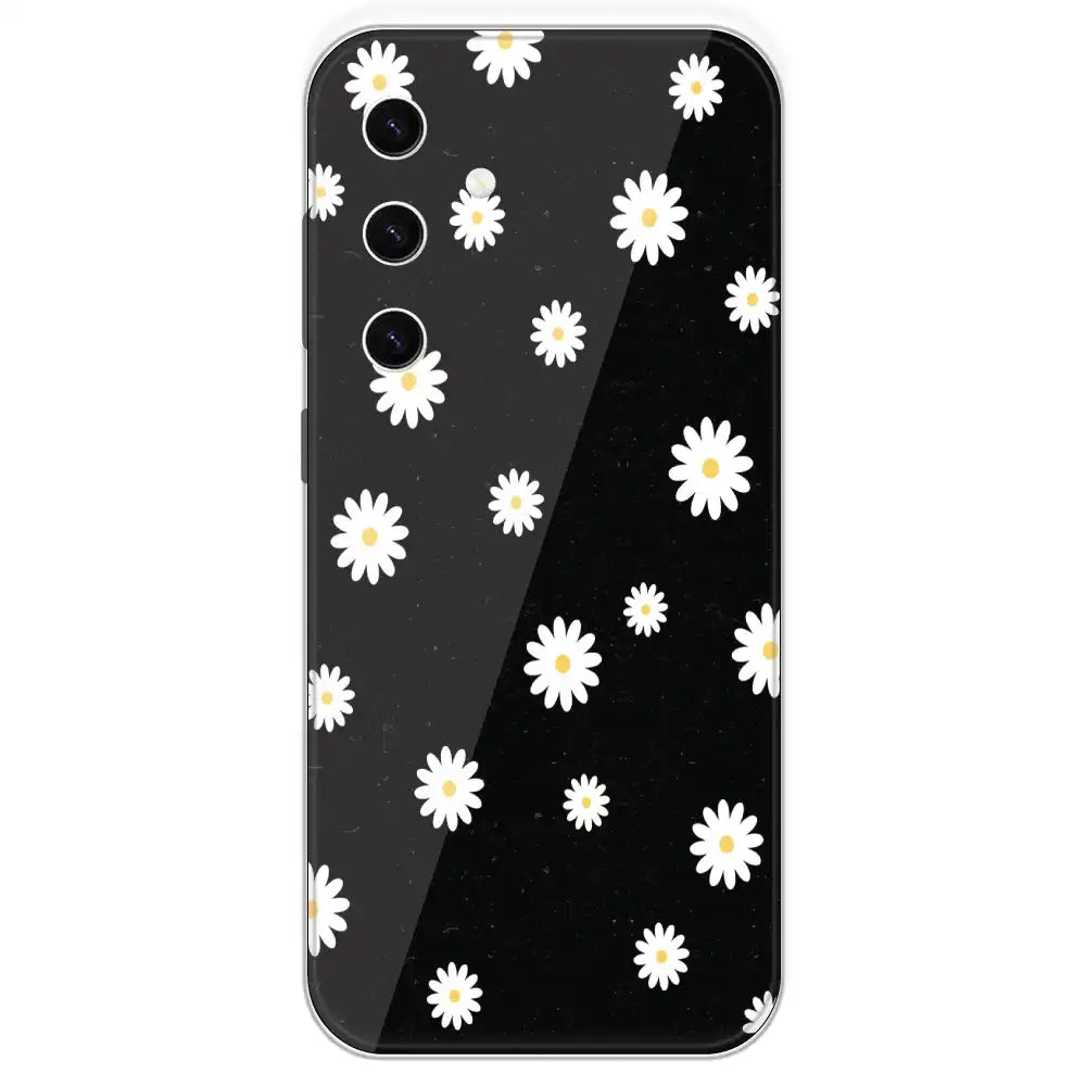 White And Black Flower - Printed Silicone Case For Samsung Galaxy S23 Plus