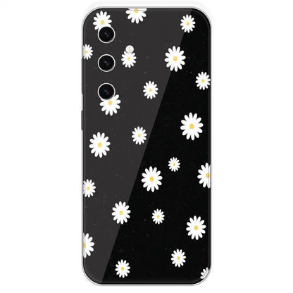 White And Black Flower - Printed Silicone Case For Samsung Galaxy S23 Plus