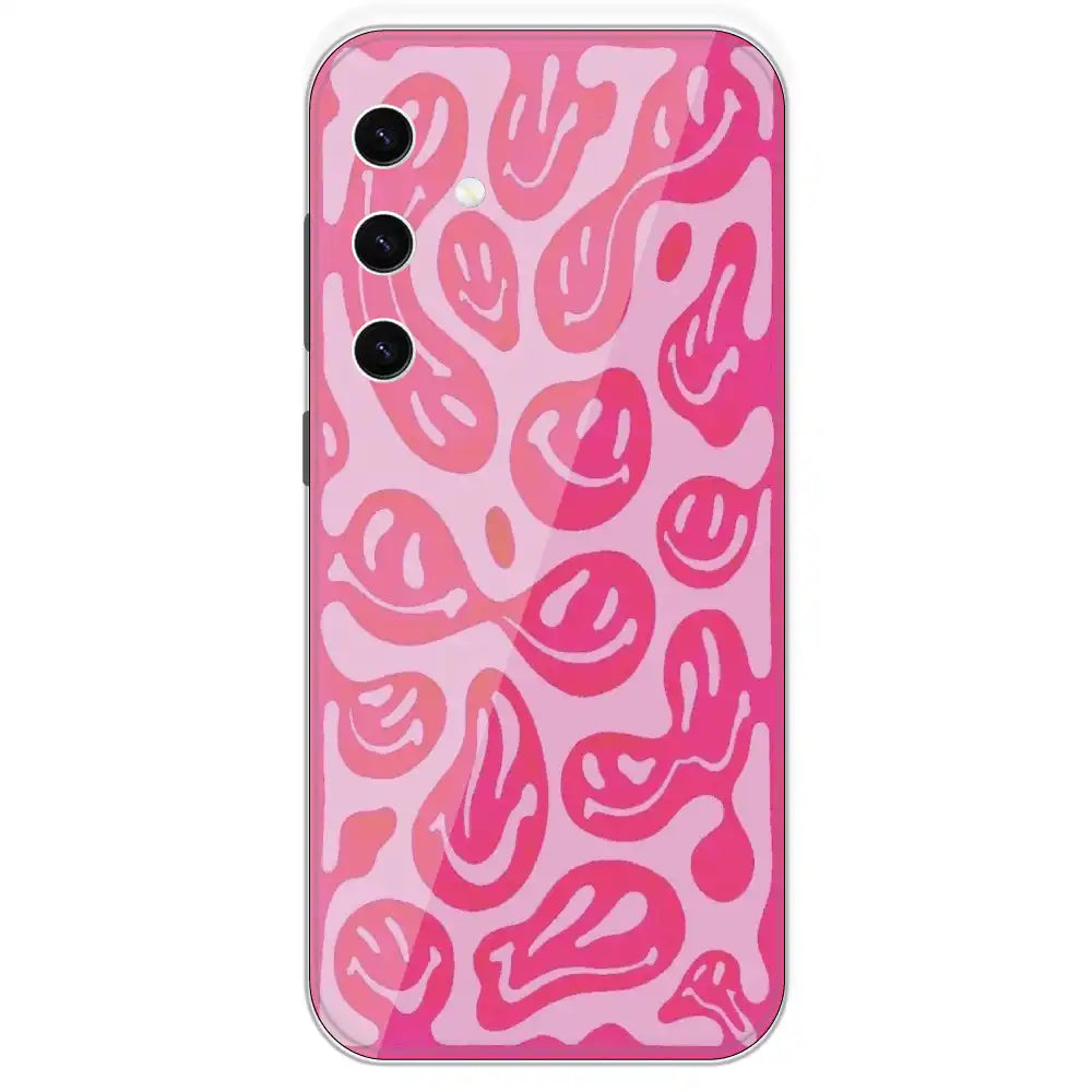 Pink Smilies - Printed Silicone Case For Samsung Galaxy S23 Plus