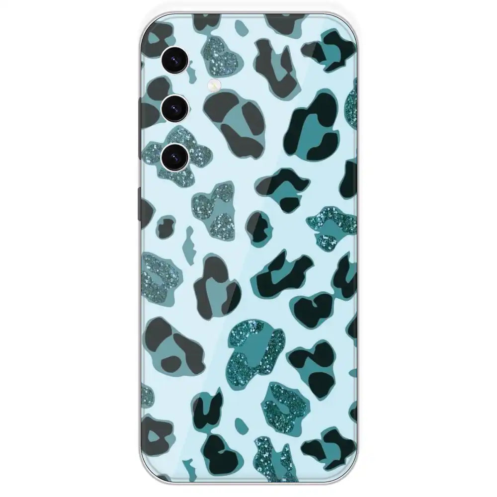 Blue Leopard Glitter Print - Printed Silicone Case For Samsung Galaxy S23 Plus
