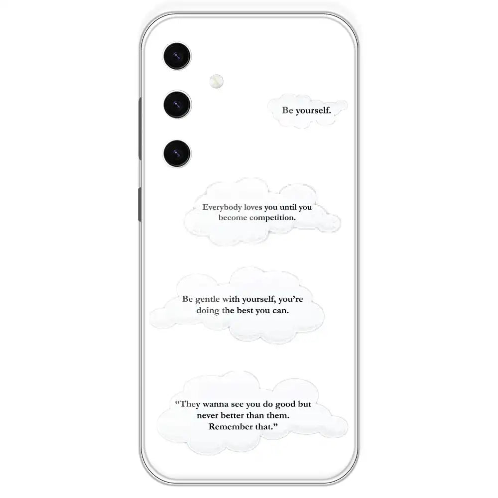 Quotes And Clouds - Clear Printed Silicone Case For Samsung Galaxy S23 Plus