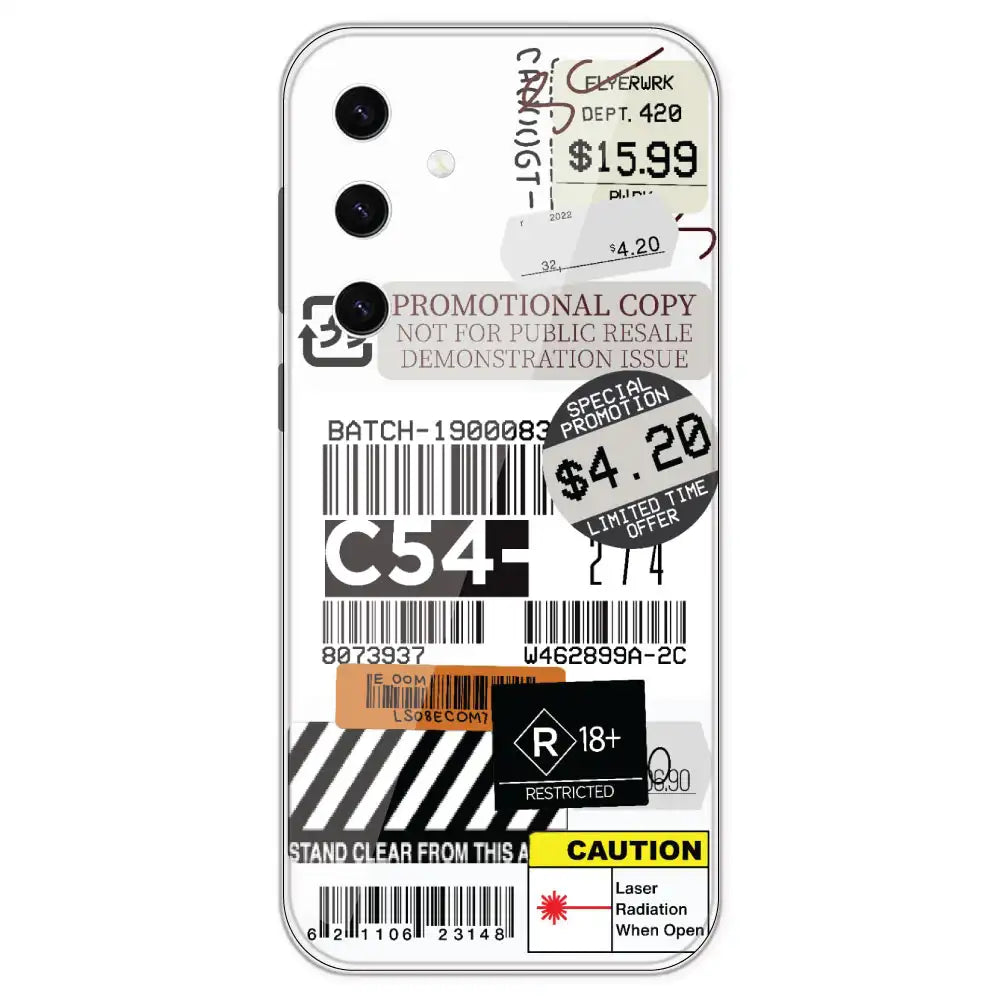 Labels - Clear Printed Silicone Case For Samsung Galaxy S23 Plus