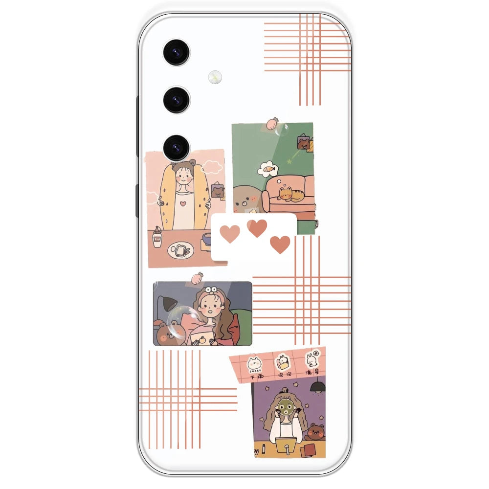Cute Girl Collage - Clear Printed Silicone Case For Samsung Galaxy S23 Plus