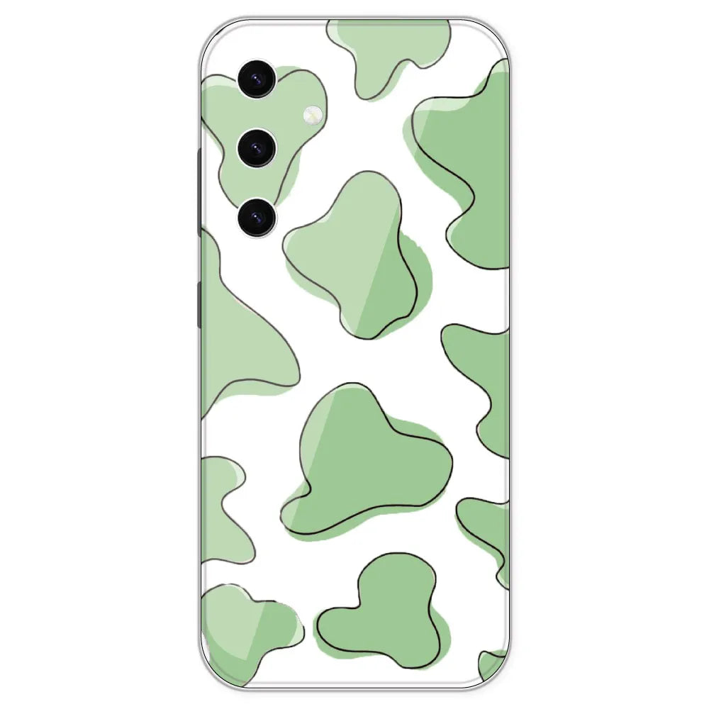 Green Cow Print - Clear Printed Silicone Case For Samsung Galaxy S23 Plus
