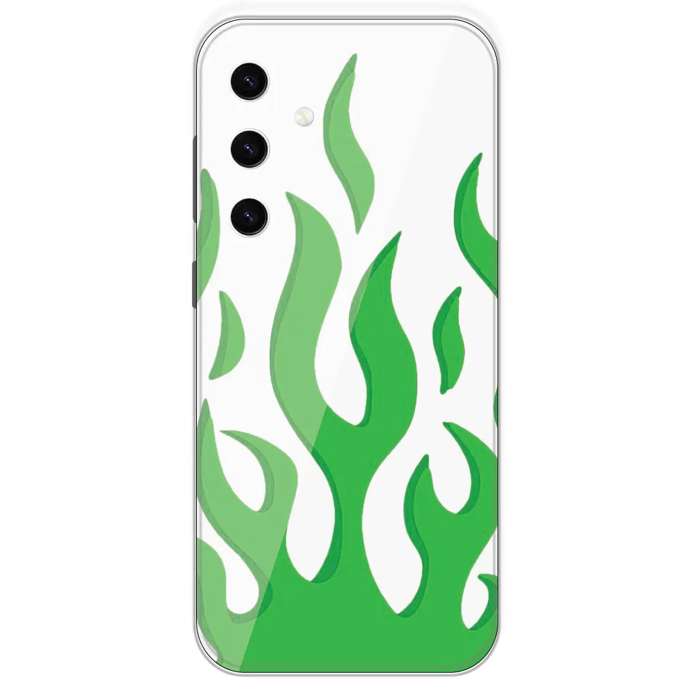 White Aesthetic Flame - Clear Printed Silicone Case For Samsung Galaxy S23 Plus