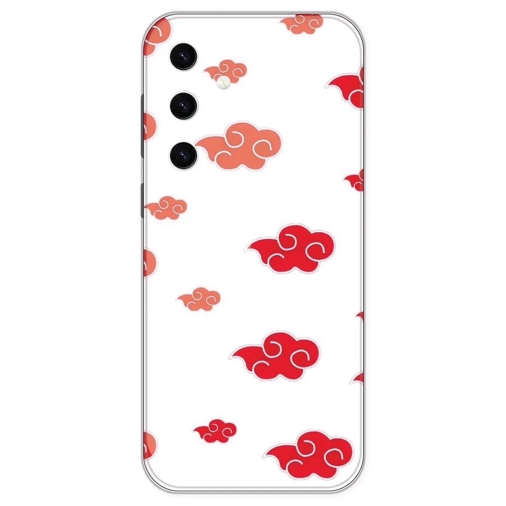 Red Clouds - Clear Printed Silicone Case For Samsung Galaxy S23 Plus