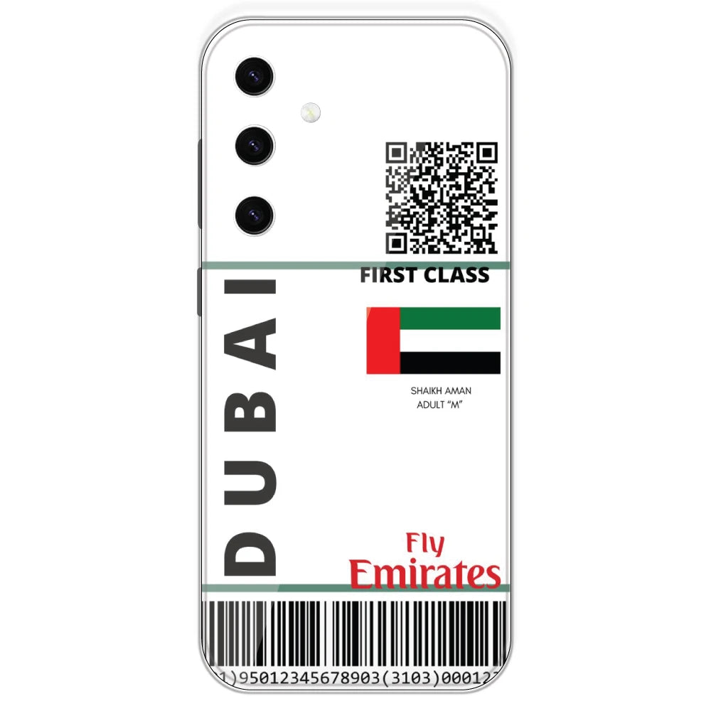 Dubai Ticket - Clear Printed Silicone Case For Samsung Galaxy S23 Plus