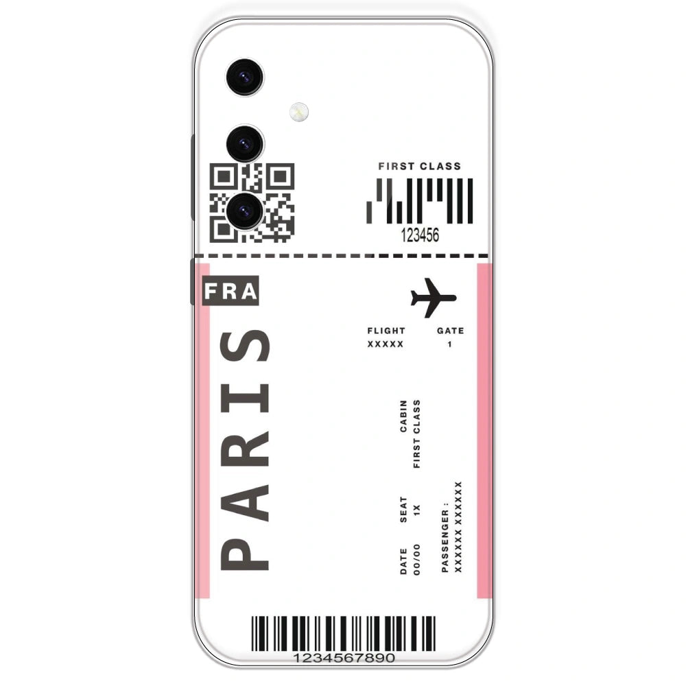 Paris Ticket - Clear Printed Silicone Case For Samsung Galaxy S23 Plus