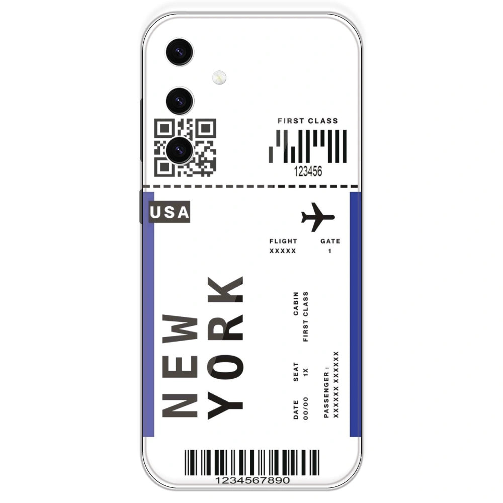 New York Ticket - Clear Printed Silicone Case For Samsung Galaxy S23 Plus