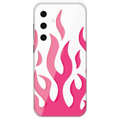 Pink Flames - Clear Printed Silicone Case For Samsung Galaxy S23 Plus