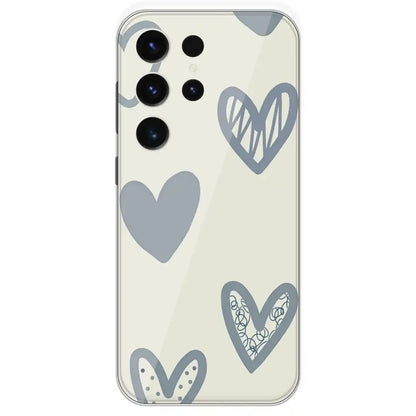 Light Blue Hearts - Printed Silicone Case For Samsung Galaxy S23 Ultra