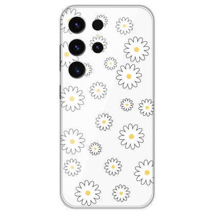 White Flowers - Clear Printed Silicone Case For Samsung Galaxy S23 Ultra