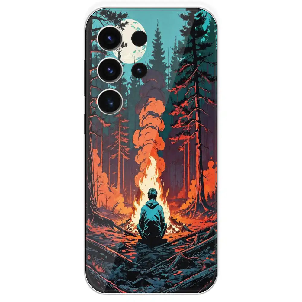 Boy With Camp Fire - Printed Silicone Case For Samsung Galaxy S23 Ultra