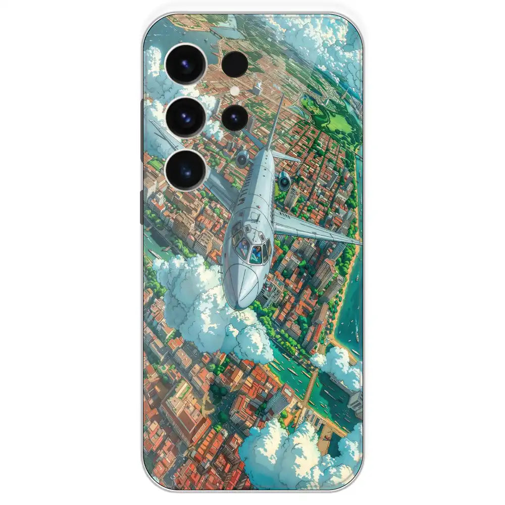 Flying Over City - Printed Silicone Case For Samsung Galaxy S23 Ultra
