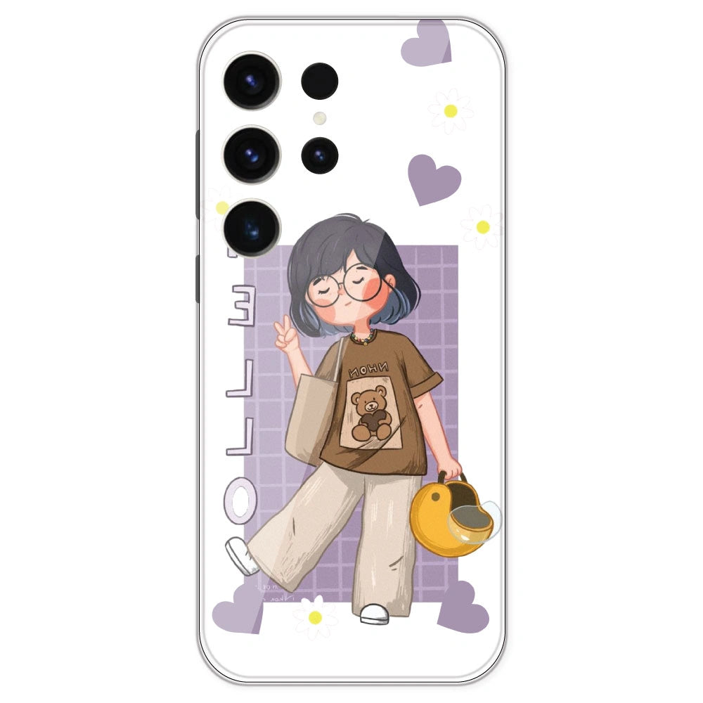 Introvert Girl - Clear Printed Silicone Case For Samsung Galaxy S23 Ultra