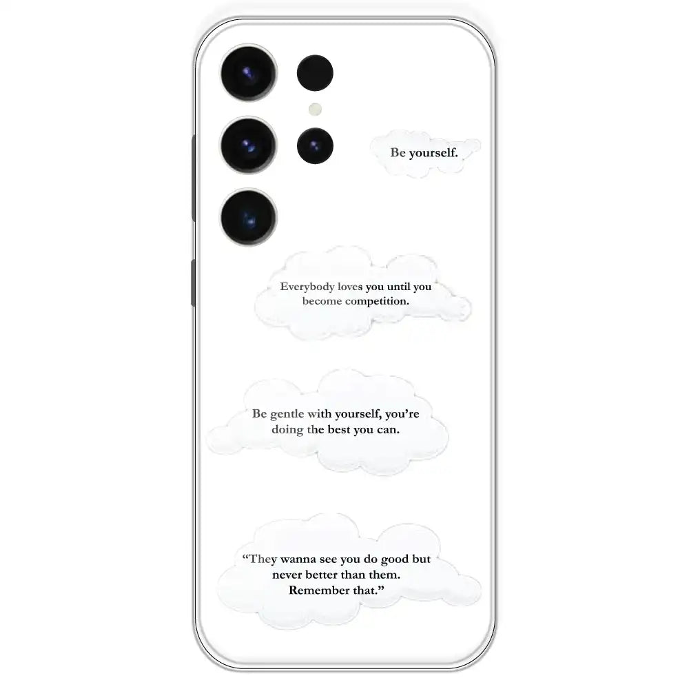 Quotes And Clouds - Clear Printed Silicone Case For Samsung Galaxy S23 Ultra