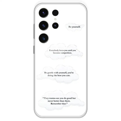 Quotes And Clouds - Clear Printed Silicone Case For Samsung Galaxy S23 Ultra