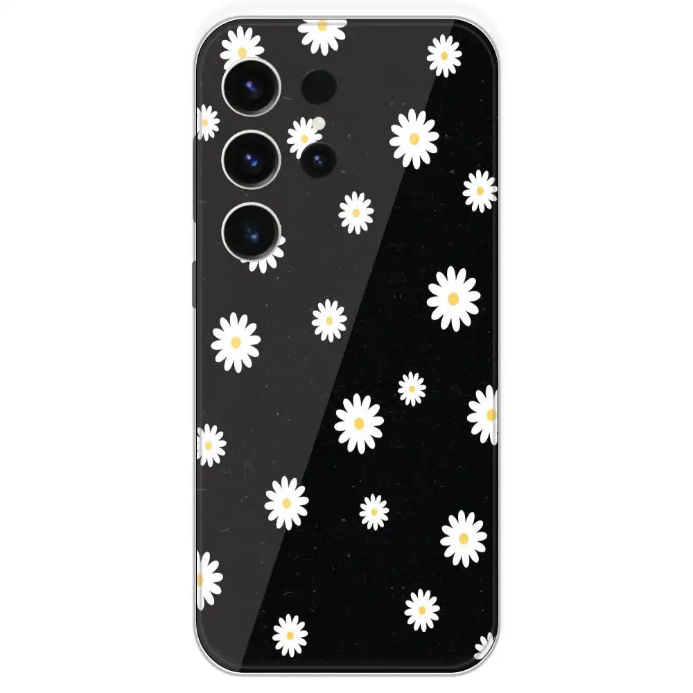 White And Black Flower - Printed Silicone Case For Samsung Galaxy S23 Ultra