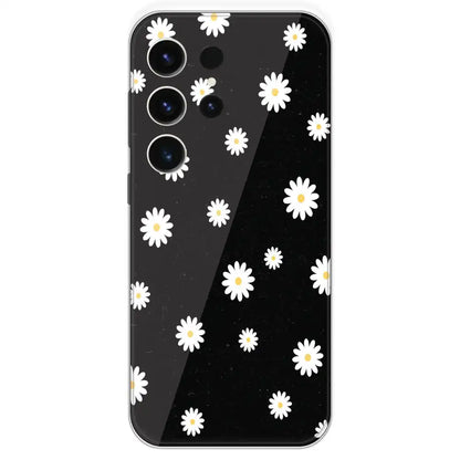 White And Black Flower - Printed Silicone Case For Samsung Galaxy S23 Ultra