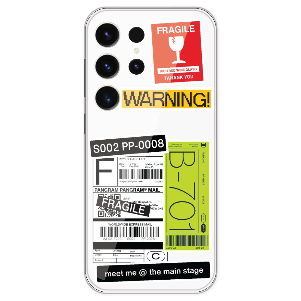 Fragile Labels - Clear Printed Silicone Case For Samsung Galaxy S23 Ultra
