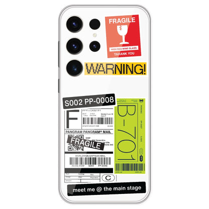 Fragile Labels - Clear Printed Silicone Case For Samsung Galaxy S23 Ultra