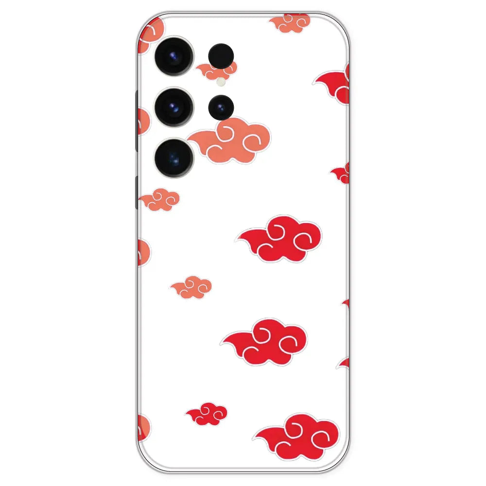 Red Clouds - Clear Printed Silicone Case For Samsung Galaxy S23 Ultra